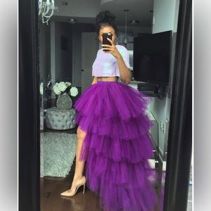 Orchid Tulle High-Low Skirt
